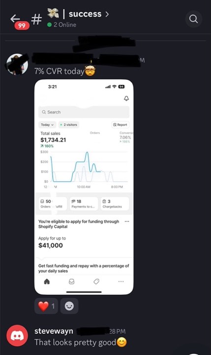Community post: $1,734 day at a 7% conversion rate